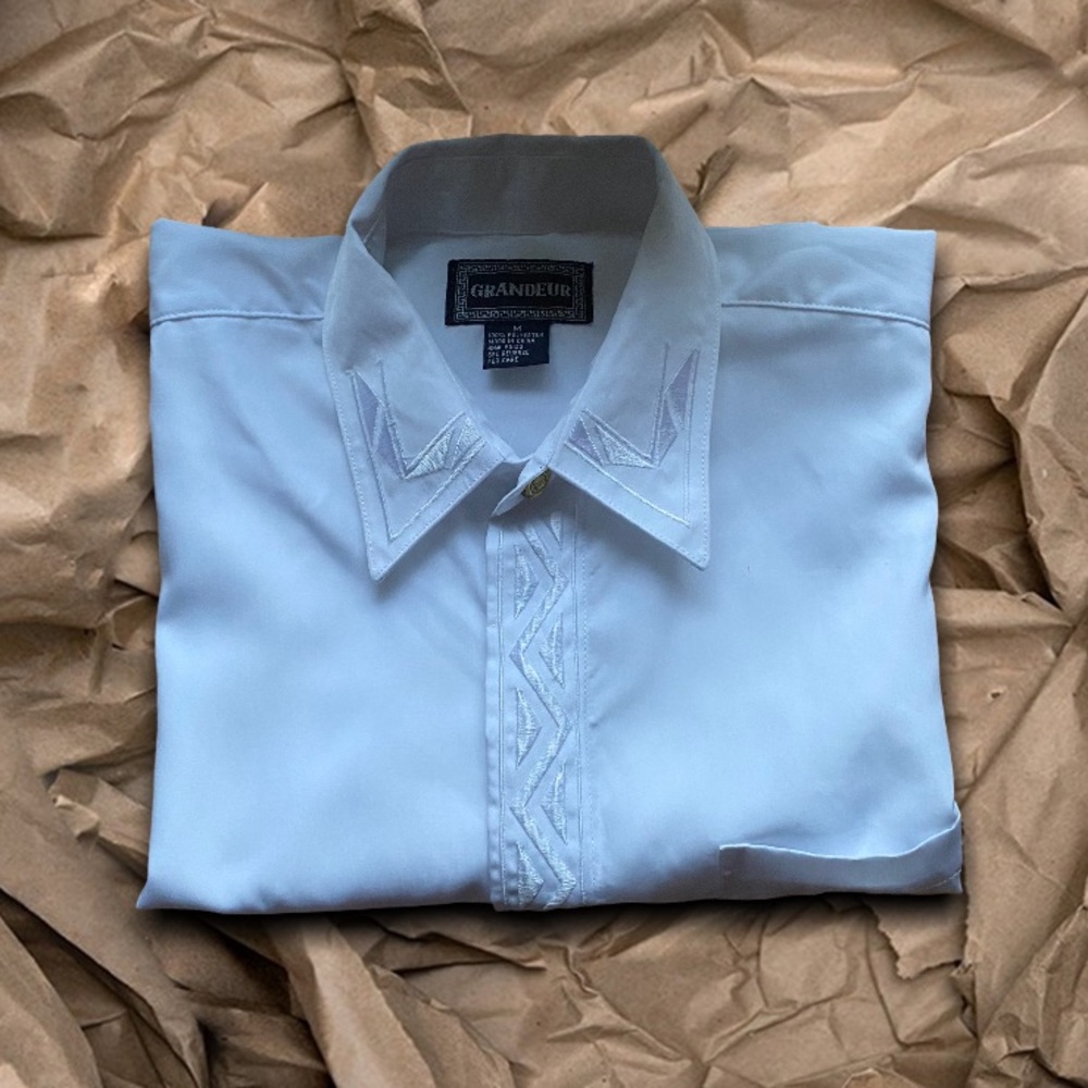 Men Long Sleeves Button Down Dress Shirt Size M